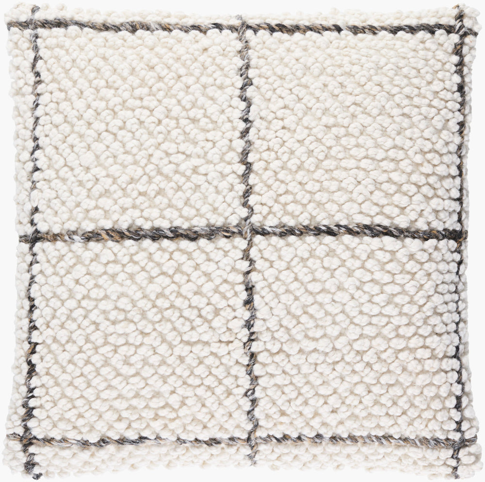 Surya Pane Eco-friendly 18"X18" Modern Accent Pillow – Stylish, Sustainable, Outdoor Safe & Easy Care Off,White Recycled Pet Yarn,Polyester Pan001-2222d