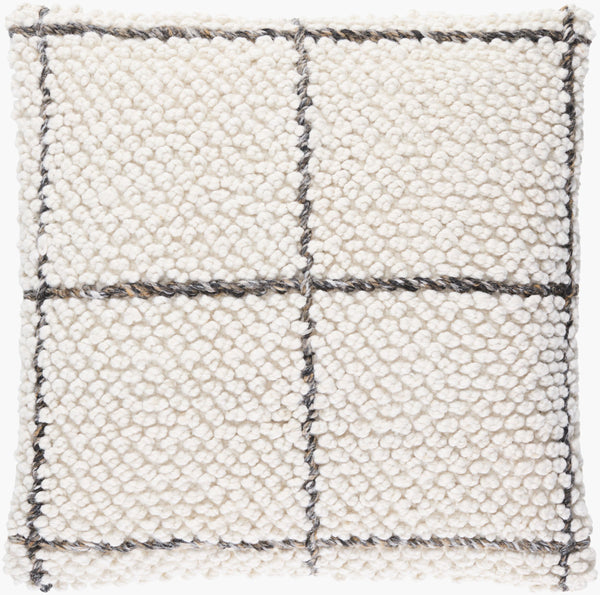 Surya Pane Eco-friendly 18"X18" Modern Accent Pillow – Stylish, Sustainable, Outdoor Safe & Easy Care Off,White Recycled Pet Yarn,Polyester Pan001-2222d