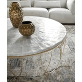 Round Stone Top Cocktail Table with Decorative Metal Base Silver with Stone P301743 Pulaski Furniture