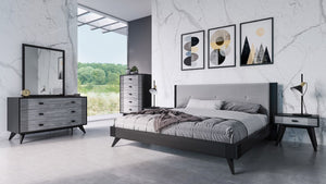 VIG Furniture Panther 6-Drawer Contemporary Dresser In Grey Acacia & Black Ash Veneer, Ribbed Fronts, Smooth-Glide Drawers VGMABR-77-DRS