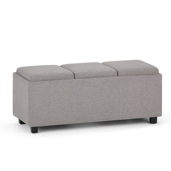English Elm Avalon Storage Ottoman - Cloud Grey Linen Look With Flip-Over Trays, Stylish Seating & Storage Solution B136P158111