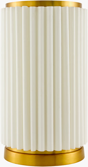 Surya Palato Accent Table Lamp – 15" Tall Arts & Crafts Design With Linen Shade For Elegant Home Decor Body, White,Base, Metallic ,Gold,Shade, White,Cord, Translucent Linen,Iron,Linen,Polyester Pao-001