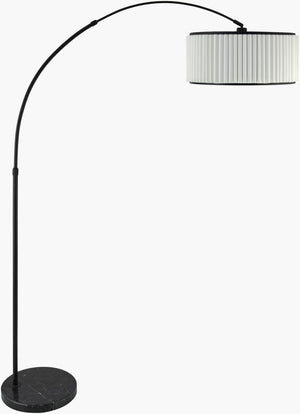 Surya Palato Arts and Crafts Floor Lamp with Marble Base and Linen Shade for Living Rooms PAO-003