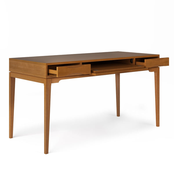 English Elm Harper Mid-Century Modern Desk In Light Golden Brown - Stylish Storage & Workspace For Home Or Office B136P158720
