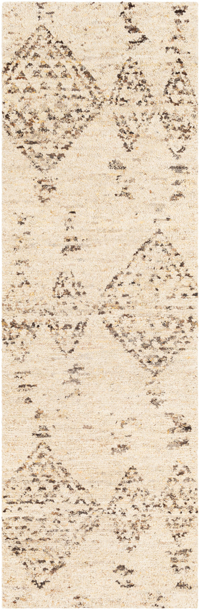 Pampa PAP-1001 2'6" x 8' Runner Handmade Rug PAP1001-268  Cream, Ivory, Dark Brown, Charcoal, Brown, Black Surya