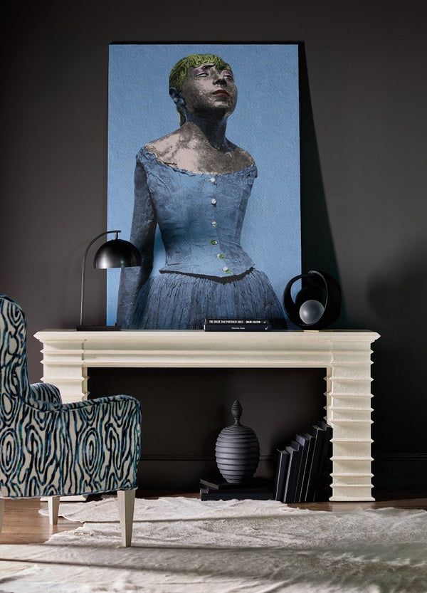 Hooker Furniture Commerce Melrose Console Table — Alabaster Textured Plaster Finish, Tiered Ridge Silhouette, Slim 68" Modern Entryway Centerpiece 7228-85134-02