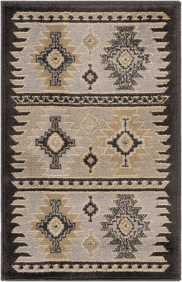 Livabliss Paramount Southwestern Geometric Runner Rug Polypropylene Warm Earth Tones Hallway Gray, Charcoal 1'10" x 2'11" PAR1046-23