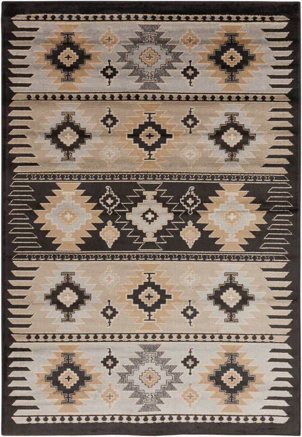 Livabliss Paramount Southwestern Geometric Runner Rug Polypropylene Warm Earth Tones Hallway Gray, Charcoal 8'10" x 12'10" PAR1046-810129