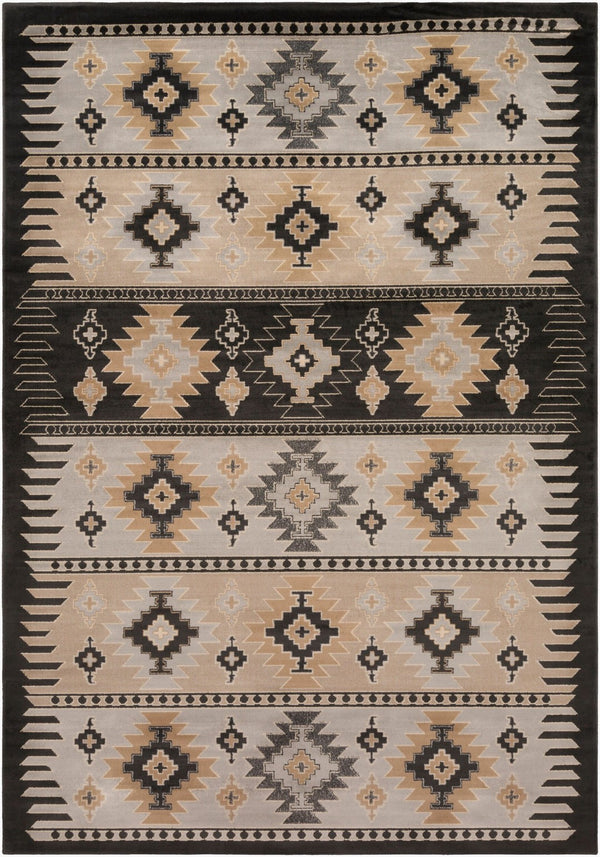 Livabliss Paramount Southwestern Geometric Runner Rug Polypropylene Warm Earth Tones Hallway Gray, Charcoal 7'10" x 11'2" PAR1046-79112