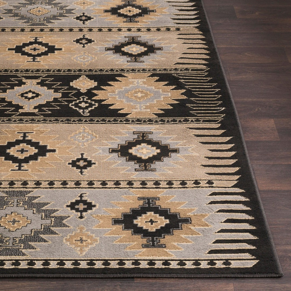 Livabliss Paramount Southwestern Geometric Runner Rug Polypropylene Warm Earth Tones Hallway Gray, Charcoal 2'2" x 7'7" PAR1046-2276