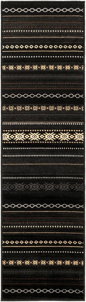 Livabliss Paramount Modern Rustic Polypropylene Runner Rug for Hallways and Entryways Black, Charcoal 2'2" x 7'7" PAR1047-2276