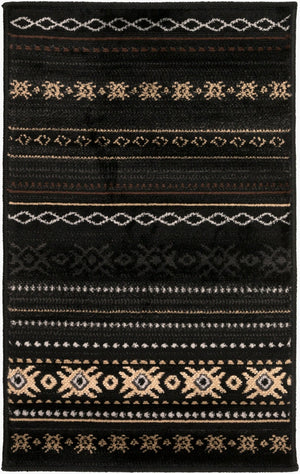 Livabliss Paramount Modern Rustic Polypropylene Runner Rug for Hallways and Entryways Black, Charcoal 1'10" x 2'11" PAR1047-23