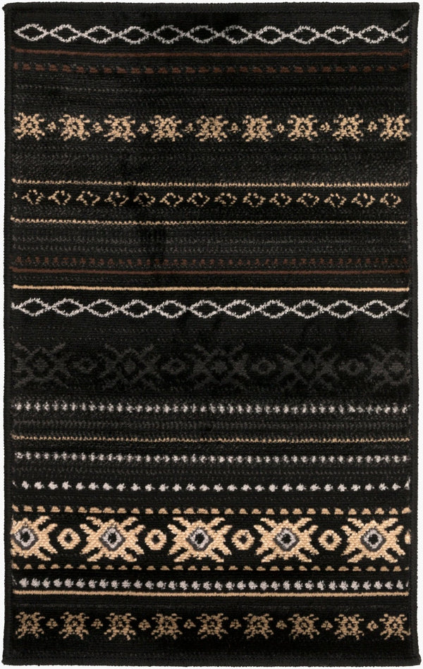 Livabliss Paramount Modern Rustic Polypropylene Runner Rug for Hallways and Entryways Black, Charcoal 1'10" x 2'11" PAR1047-23
