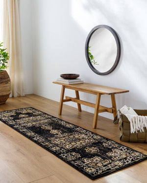 Livabliss Paramount Traditional Polypropylene Runner Rug for Hallways Entryways and High Traffic Floors Black, Charcoal 2'2" x 7'7" PAR1089-2276
