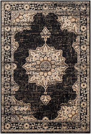 Livabliss Paramount Traditional Polypropylene Runner Rug for Hallways Entryways and High Traffic Floors Black, Charcoal 2'2" x 7'7" PAR1089-2276