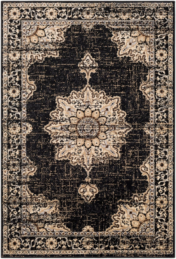 Livabliss Paramount Traditional Polypropylene Runner Rug for Hallways Entryways and High Traffic Floors Black, Charcoal 2'2" x 7'7" PAR1089-2276