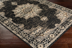 Livabliss Paramount Traditional Polypropylene Runner Rug for Hallways Entryways and High Traffic Floors Black, Charcoal 2'2" x 7'7" PAR1089-2276