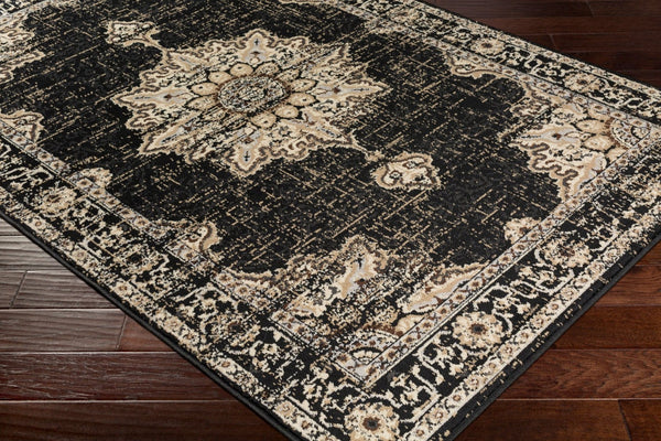Livabliss Paramount Traditional Polypropylene Runner Rug for Hallways Entryways and High Traffic Floors Black, Charcoal 2'2" x 7'7" PAR1089-2276