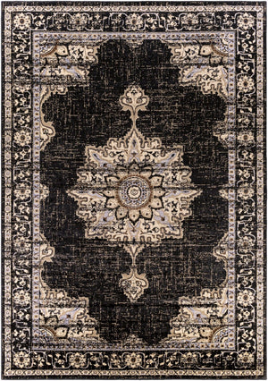 Livabliss Paramount Traditional Polypropylene Runner Rug for Hallways Entryways and High Traffic Floors Black, Charcoal 7'10" x 11'2" PAR1089-79112