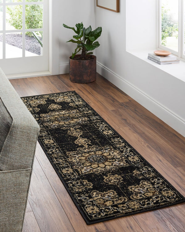 Livabliss Paramount Traditional Polypropylene Runner Rug for Hallways Entryways and High Traffic Floors Black, Charcoal 8'10" x 12'10" PAR1089-810129