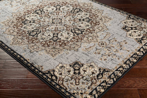 Livabliss Paramount Traditional Polypropylene Runner Rug for Hallways Entryways and High Traffic Floors Gray, Black 1'10" x 2'11" PAR1092-23