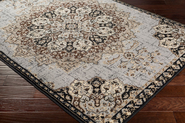 Livabliss Paramount Traditional Polypropylene Runner Rug for Hallways Entryways and High Traffic Floors Gray, Black 1'10" x 2'11" PAR1092-23