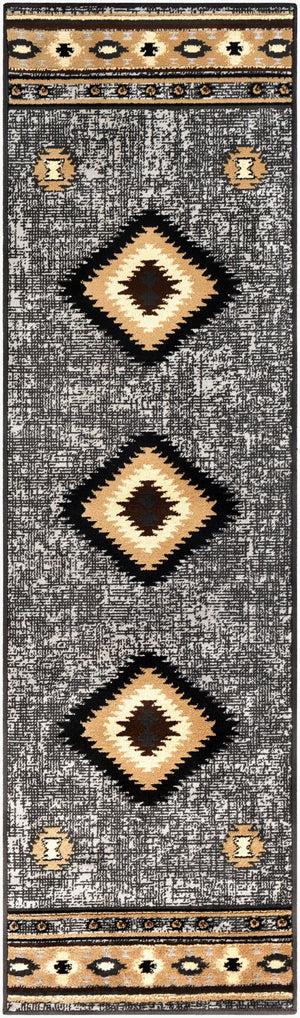 Livabliss Paramount Southwestern Geometric Runner Rug Polypropylene Pile Entryway Hallway Accent Charcoal, Gray 2'2" x 7'7" PAR1094-2276