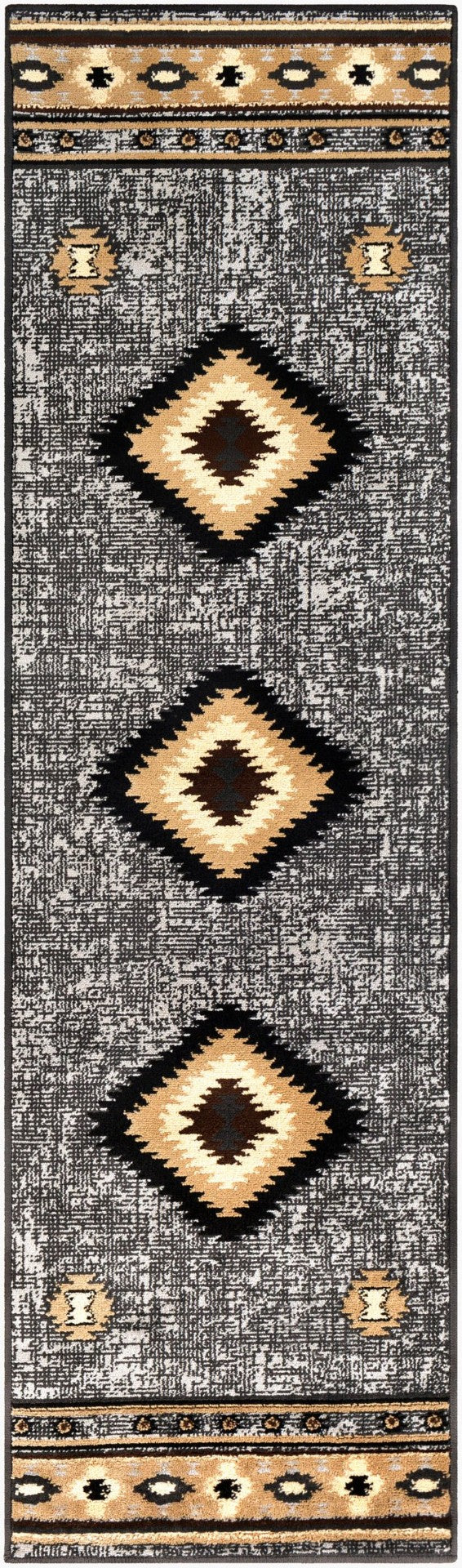 Livabliss Paramount Southwestern Geometric Runner Rug Polypropylene Pile Entryway Hallway Accent Charcoal, Gray 2'2" x 7'7" PAR1094-2276