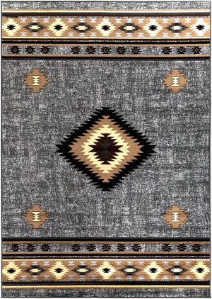 Livabliss Paramount Southwestern Geometric Runner Rug Polypropylene Pile Entryway Hallway Accent Charcoal, Gray 7'10" x 11'2" PAR1094-79112