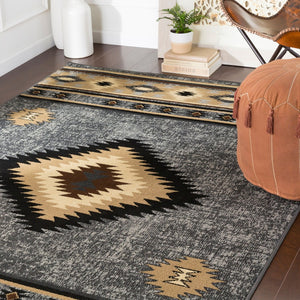 Livabliss Paramount Southwestern Geometric Runner Rug Polypropylene Pile Entryway Hallway Accent Charcoal, Gray 2'2" x 7'7" PAR1094-2276