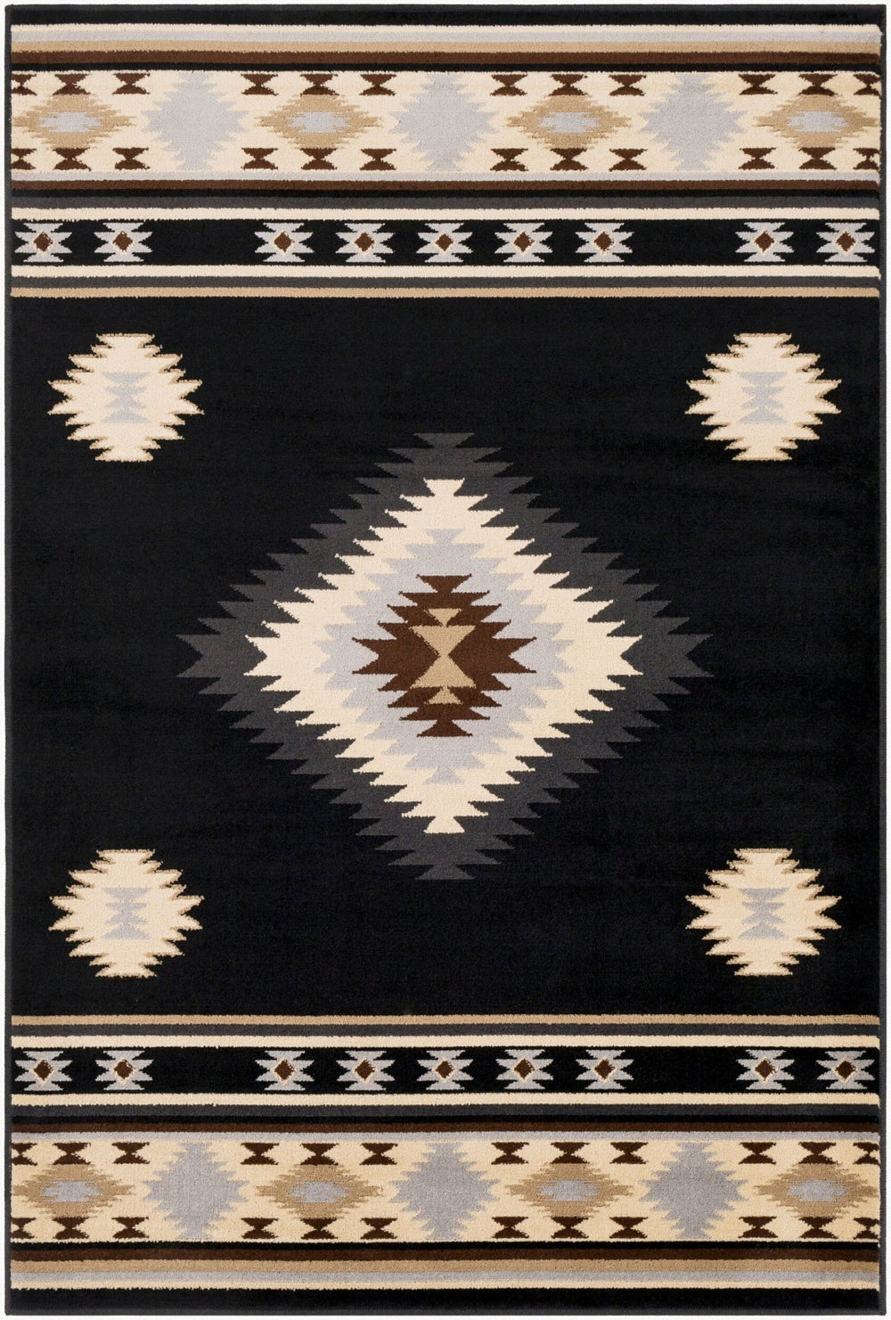 Livabliss Paramount Rustic Farmhouse Polypropylene Runner Rug for Hallways and Entryways Black, Charcoal 1'10" x 2'11" PAR1095-23
