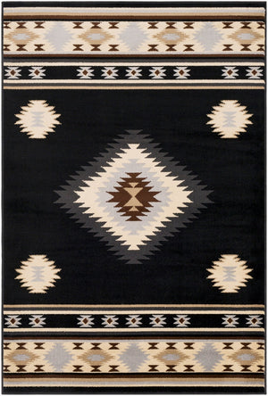 Livabliss Paramount Rustic Farmhouse Polypropylene Runner Rug for Hallways and Entryways Black, Charcoal 1'10" x 2'11" PAR1095-23