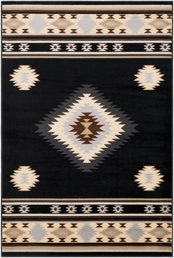 Livabliss Paramount Rustic Farmhouse Polypropylene Runner Rug for Hallways and Entryways Black, Charcoal 1'10" x 2'11" PAR1095-23