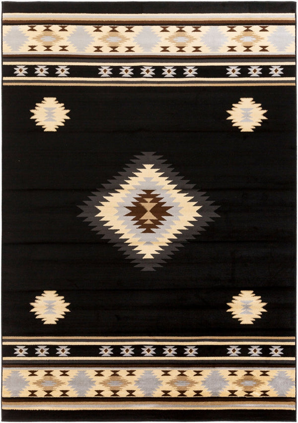 Livabliss Paramount Rustic Farmhouse Polypropylene Runner Rug for Hallways and Entryways Black, Charcoal 7'10" x 11'2" PAR1095-79112