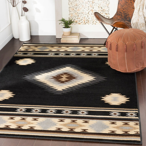 Livabliss Paramount Rustic Farmhouse Polypropylene Runner Rug for Hallways and Entryways Black, Charcoal 1'10" x 2'11" PAR1095-23