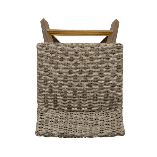 English Elm Christopher Knight Home® - LA La Brea Acacia Wood & Wicker Barstool Set of 2 — Outdoor Faux Rattan Seats with Iron X-Stretcher Frame Brown 65431.00LBRN