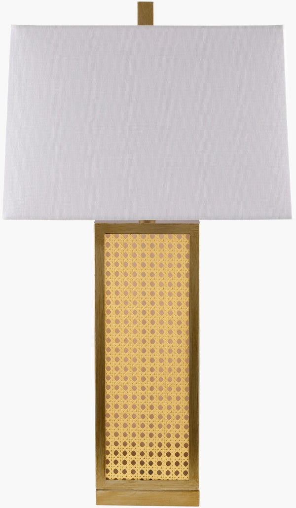 Livabliss Palta Woven Rattan Linen Table Lamp Organic Textural Accent for Bohemian Coastal Decor PAT-001