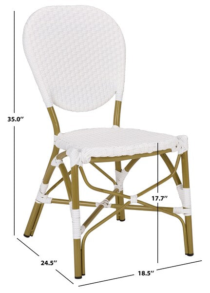Lisbeth French Bistro Side Chair Set - Chic Navy and White Design for Cozy Indoor and Outdoor Spaces