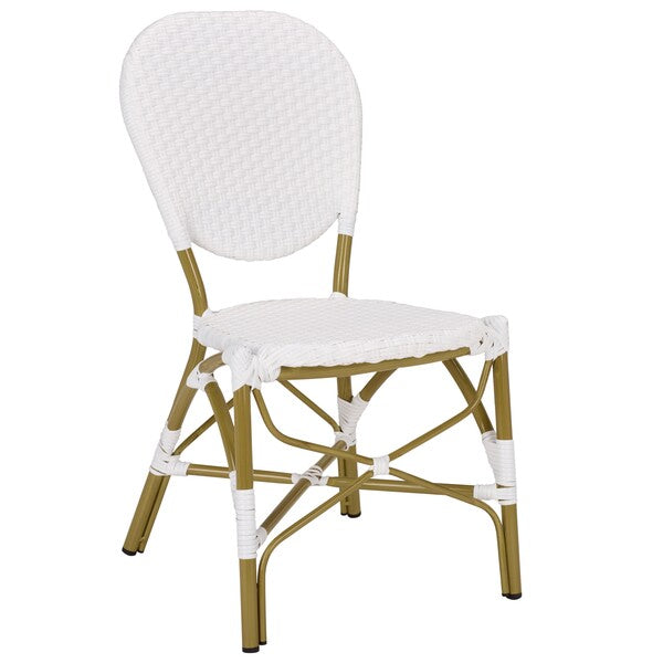 Lisbeth French Bistro Side Chair Set - Chic Navy and White Design for Cozy Indoor and Outdoor Spaces