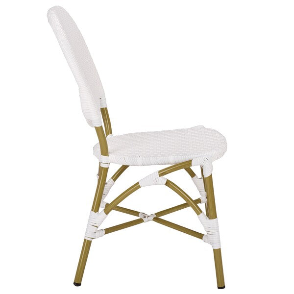 Lisbeth French Bistro Side Chair Set - Chic Navy and White Design for Cozy Indoor and Outdoor Spaces