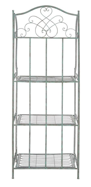 Safavieh Amaris Wrought Iron  4 Tier Outdoor Bakers Rack Antique Green PAT5014D
