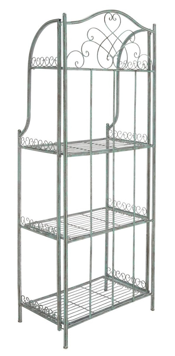 Safavieh Amaris Wrought Iron  4 Tier Outdoor Bakers Rack Antique Green PAT5014D