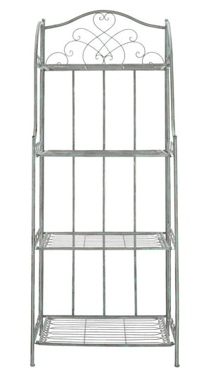 Safavieh Amaris Wrought Iron  4 Tier Outdoor Bakers Rack Antique Green PAT5014D