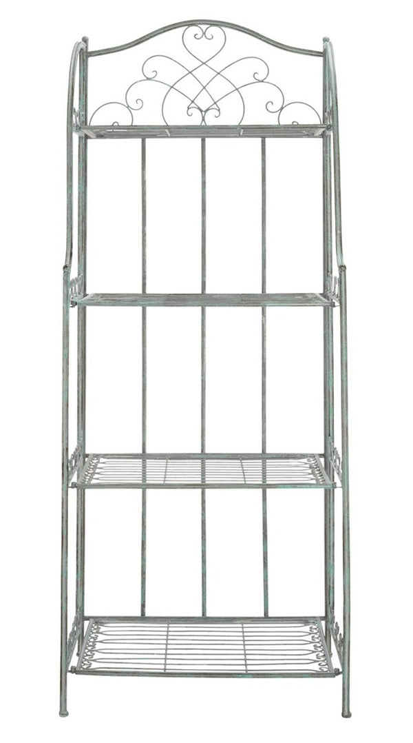 Safavieh Amaris Wrought Iron  4 Tier Outdoor Bakers Rack Antique Green PAT5014D