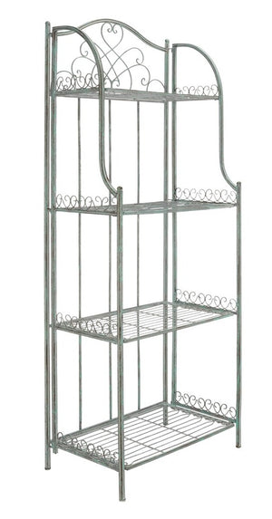 Safavieh Amaris Wrought Iron  4 Tier Outdoor Bakers Rack Antique Green PAT5014D