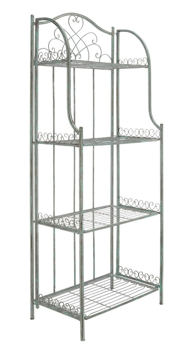Safavieh Amaris Wrought Iron  4 Tier Outdoor Bakers Rack Antique Green PAT5014D