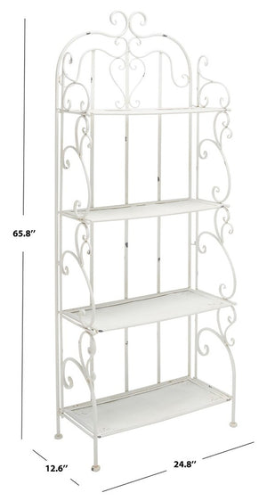 Safavieh Tyrique 4 Tier Shelf Unit XII23 Antique White Iron PAT5033A