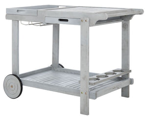 Orland Portable Serving Cart – Stylish Acacia Wood Trolley with Glass Holders and Convenient Drawer