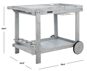 Orland Portable Serving Cart – Stylish Acacia Wood Trolley with Glass Holders and Convenient Drawer