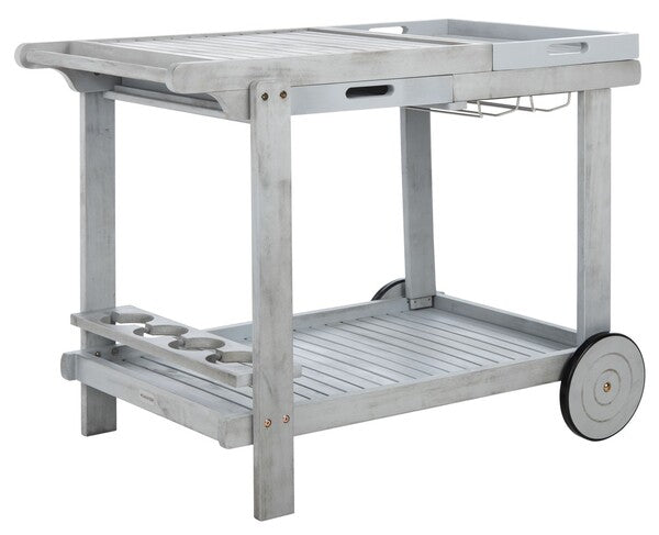 Orland Portable Serving Cart – Stylish Acacia Wood Trolley with Glass Holders and Convenient Drawer